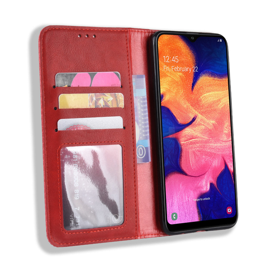 Vintage Style PU Leather Flip Cover Case for Samsung Galaxy A10