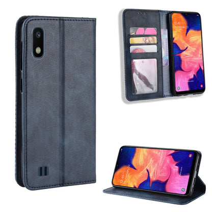 Vintage Style PU Leather Flip Cover Case for Samsung Galaxy A10