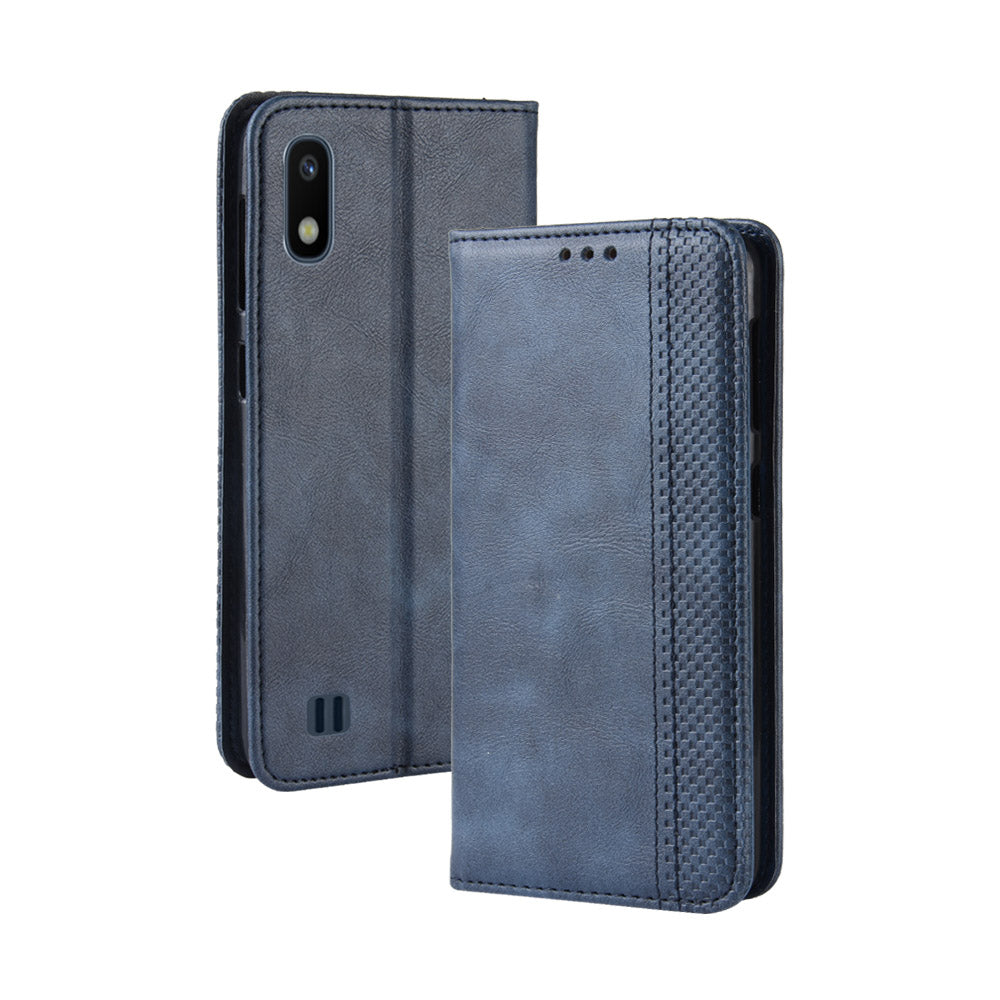 Vintage Style PU Leather Flip Cover Case for Samsung Galaxy A10