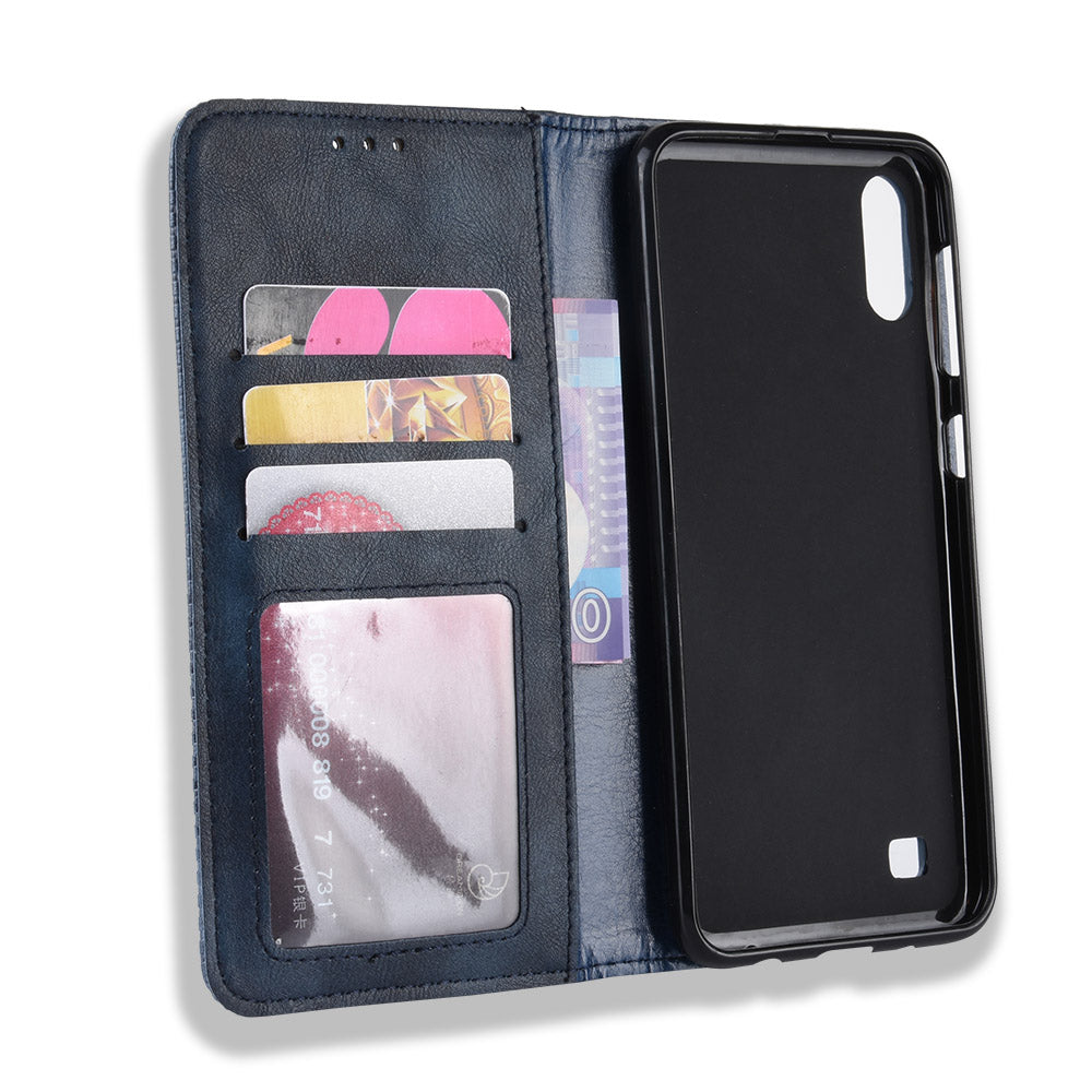 Vintage Style PU Leather Flip Cover Case for Samsung Galaxy A10