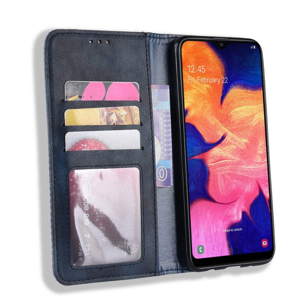 Vintage Style PU Leather Flip Cover Case for Samsung Galaxy A10