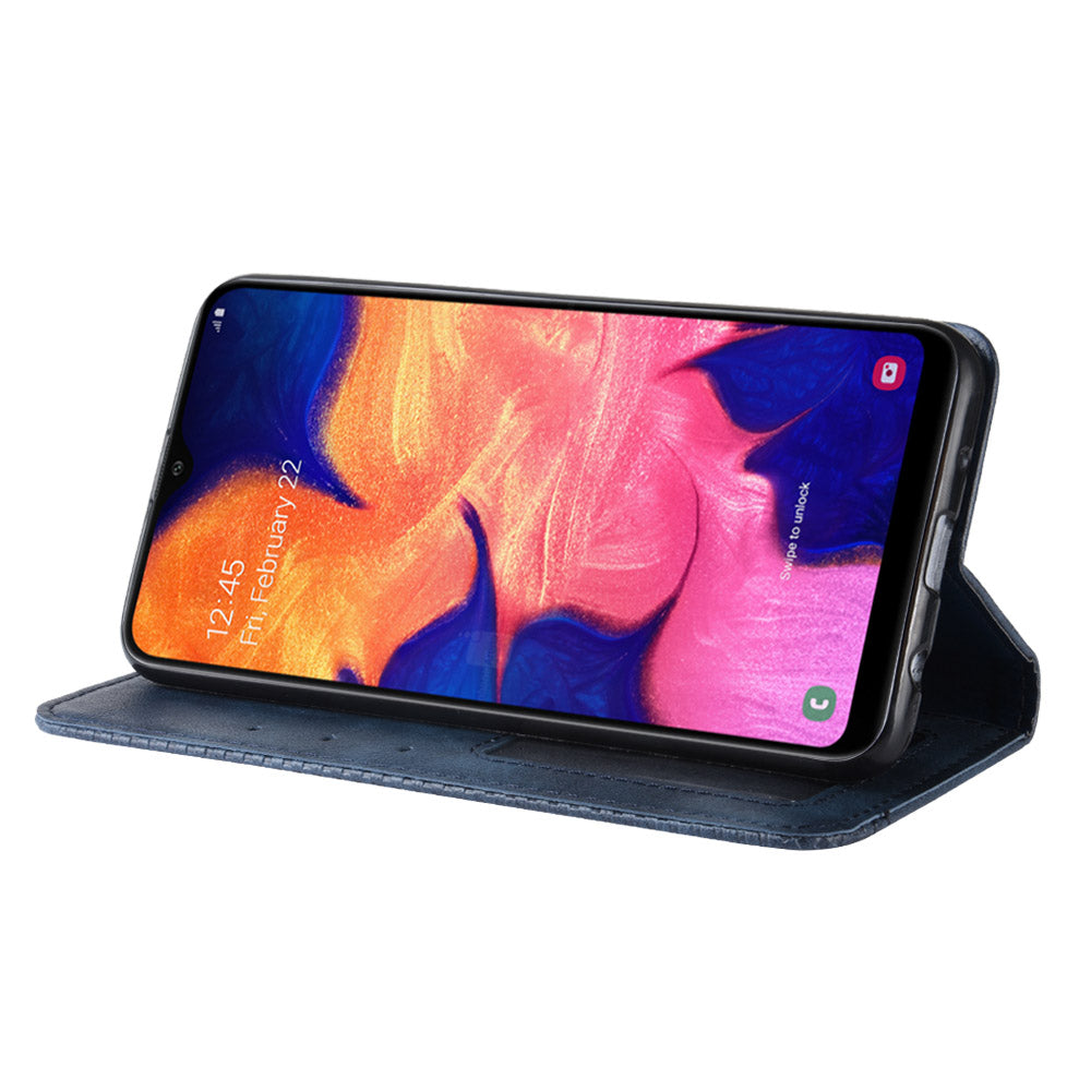 Vintage Style PU Leather Flip Cover Case for Samsung Galaxy A10