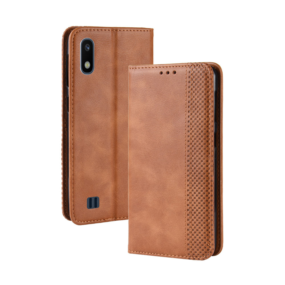 Vintage Style PU Leather Flip Cover Case for Samsung Galaxy A10