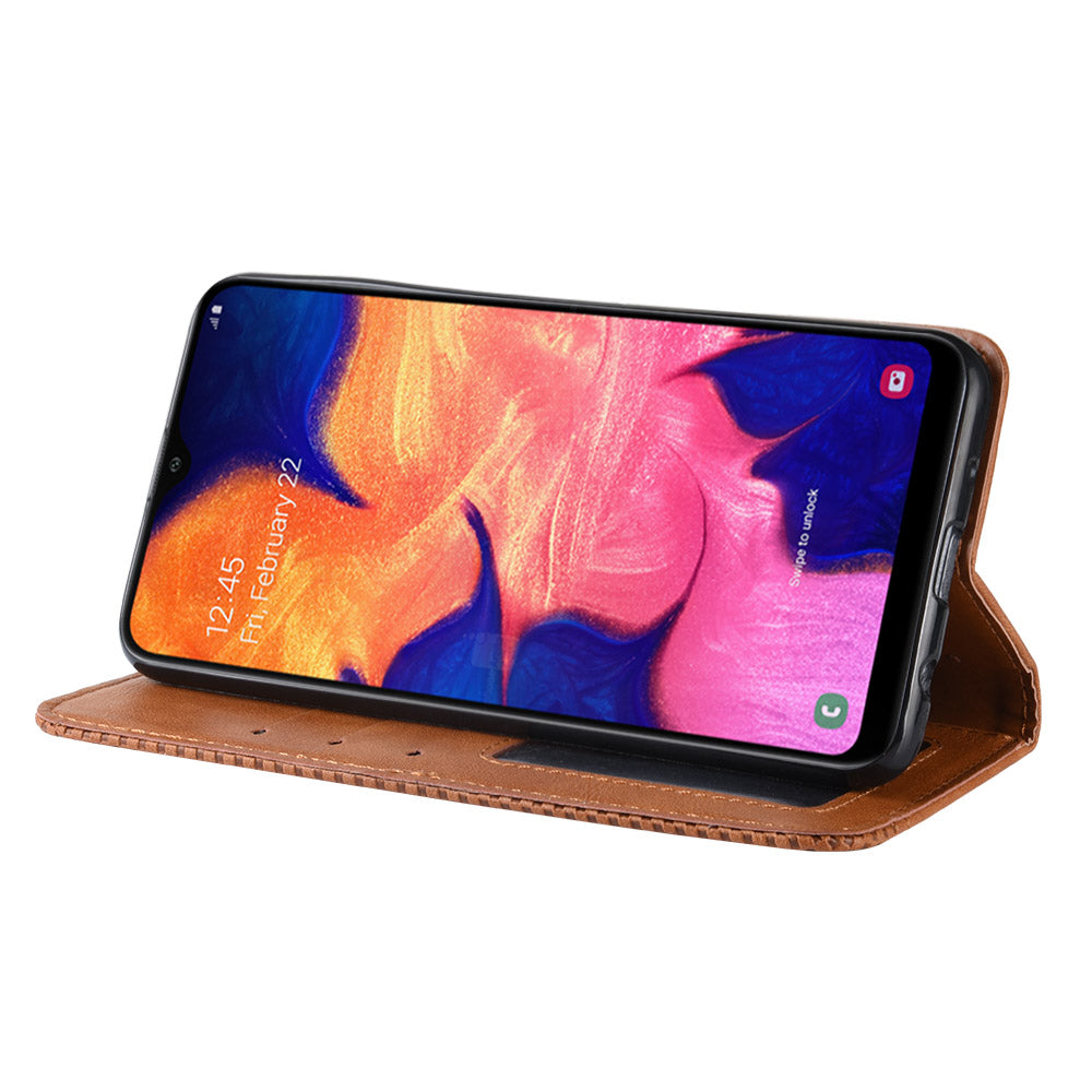 Vintage Style PU Leather Flip Cover Case for Samsung Galaxy A10