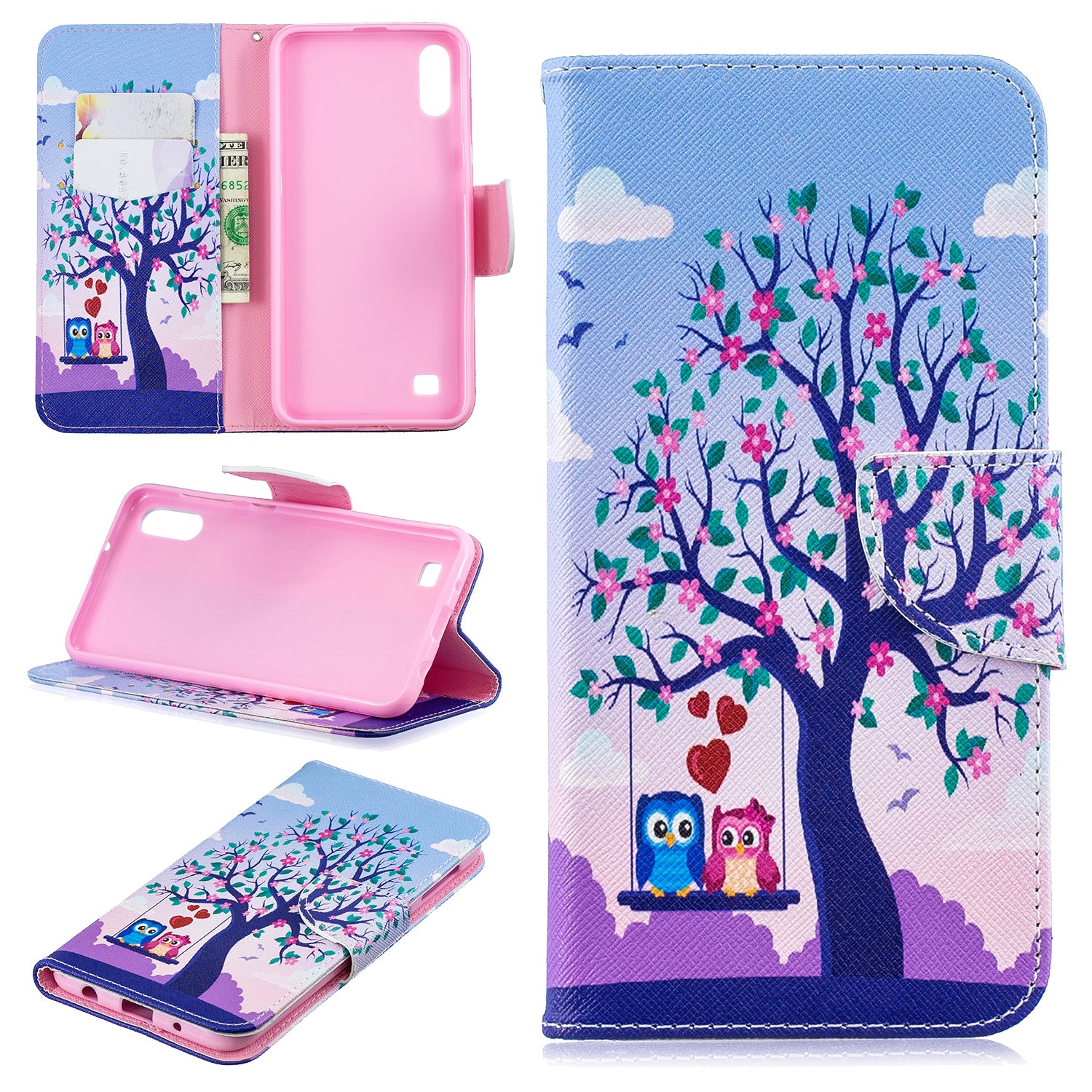 Pattern Printing PU Leather Wallet Cover Shell for Samsung Galaxy A10