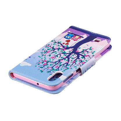 Pattern Printing PU Leather Wallet Cover Shell for Samsung Galaxy A10