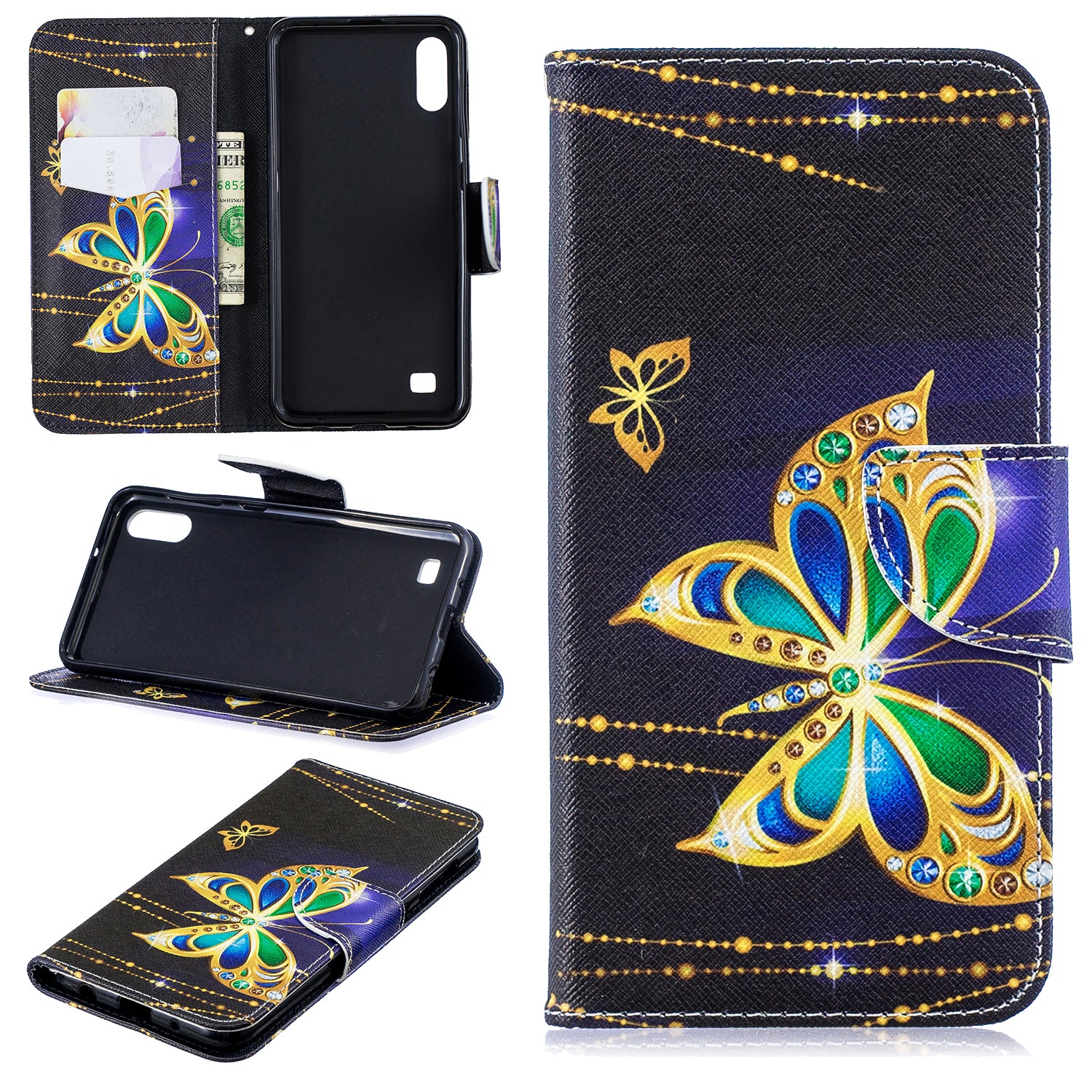 Pattern Printing PU Leather Wallet Cover Shell for Samsung Galaxy A10