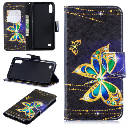 Pattern Printing PU Leather Wallet Cover Shell for Samsung Galaxy A10