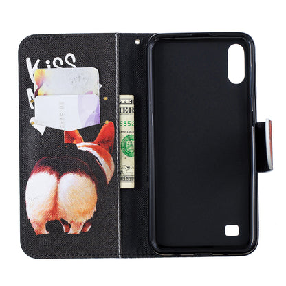 Pattern Printing PU Leather Wallet Cover Shell for Samsung Galaxy A10