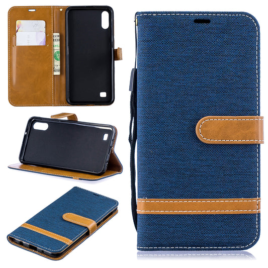Assorted Color Jeans Cloth Wallet Stand Leather Case for Samsung Galaxy A10