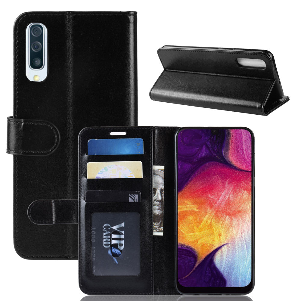 Crazy Horse Texture Magnetic Stand Leather Phone Shell for Samsung Galaxy A50 / A50s / A30s