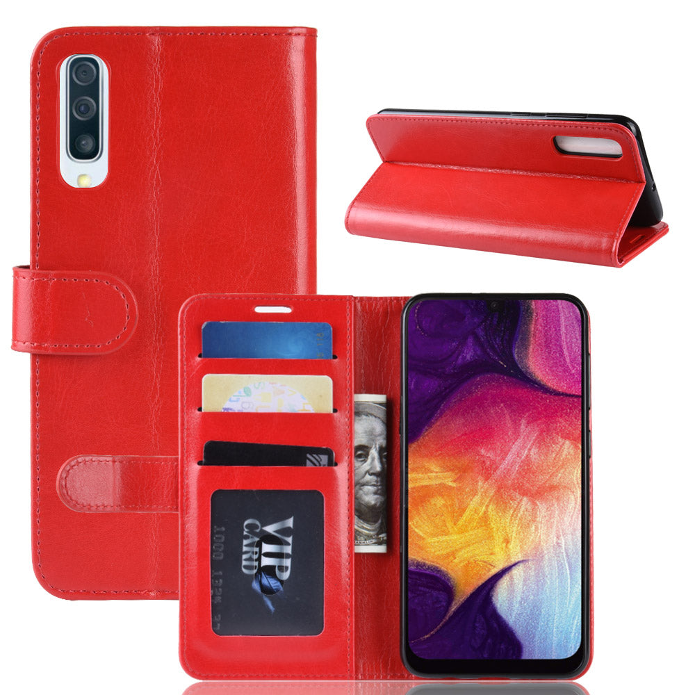 Crazy Horse Texture Magnetic Stand Leather Phone Shell for Samsung Galaxy A50 / A50s / A30s