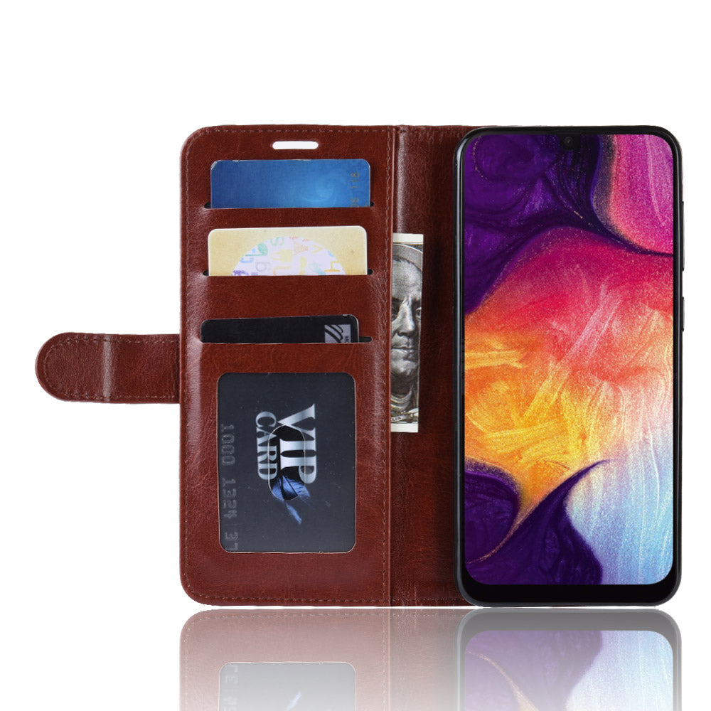 Crazy Horse Texture Magnetic Stand Leather Phone Shell for Samsung Galaxy A50 / A50s / A30s