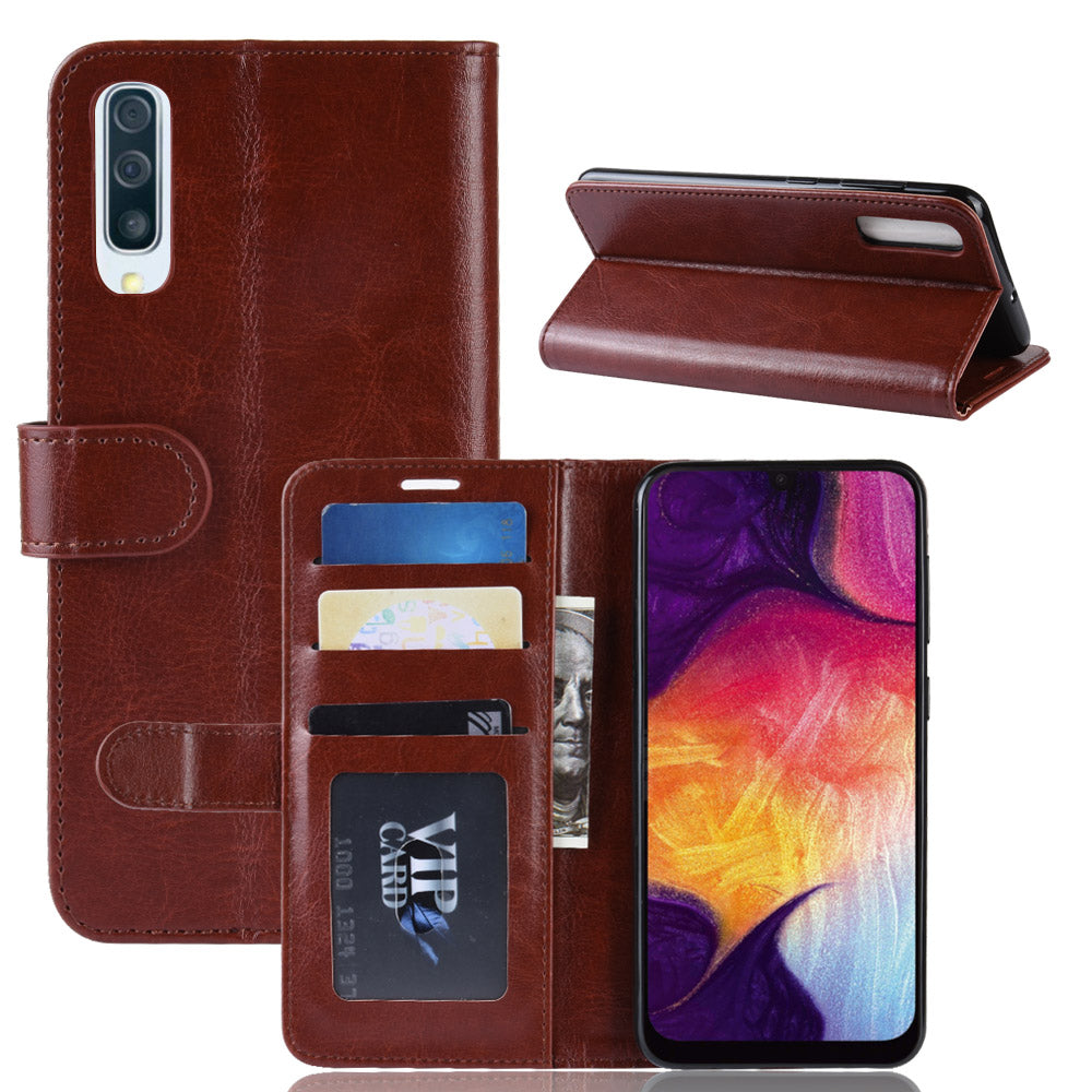 Crazy Horse Texture Magnetic Stand Leather Phone Shell for Samsung Galaxy A50 / A50s / A30s
