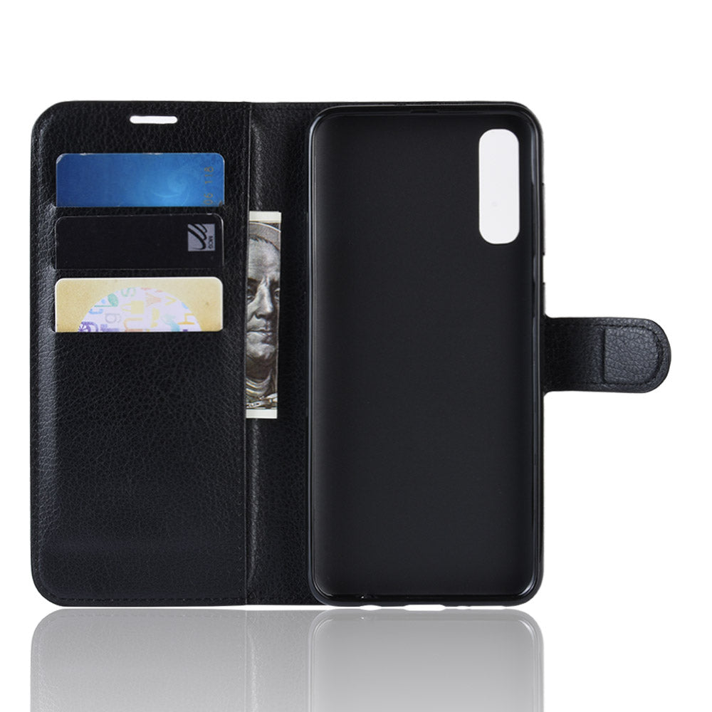 Litchi Skin Wallet Leather Stand Case for Samsung Galaxy A50 / A50s / A30s Cell Phone Case