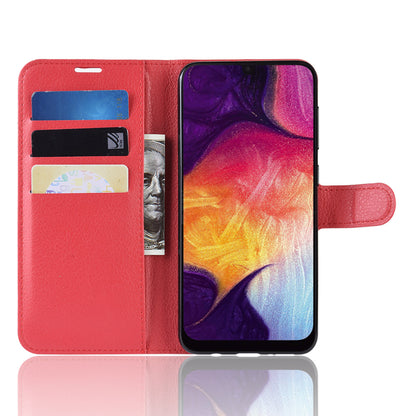 Litchi Skin Wallet Leather Stand Case for Samsung Galaxy A50 / A50s / A30s Cell Phone Case