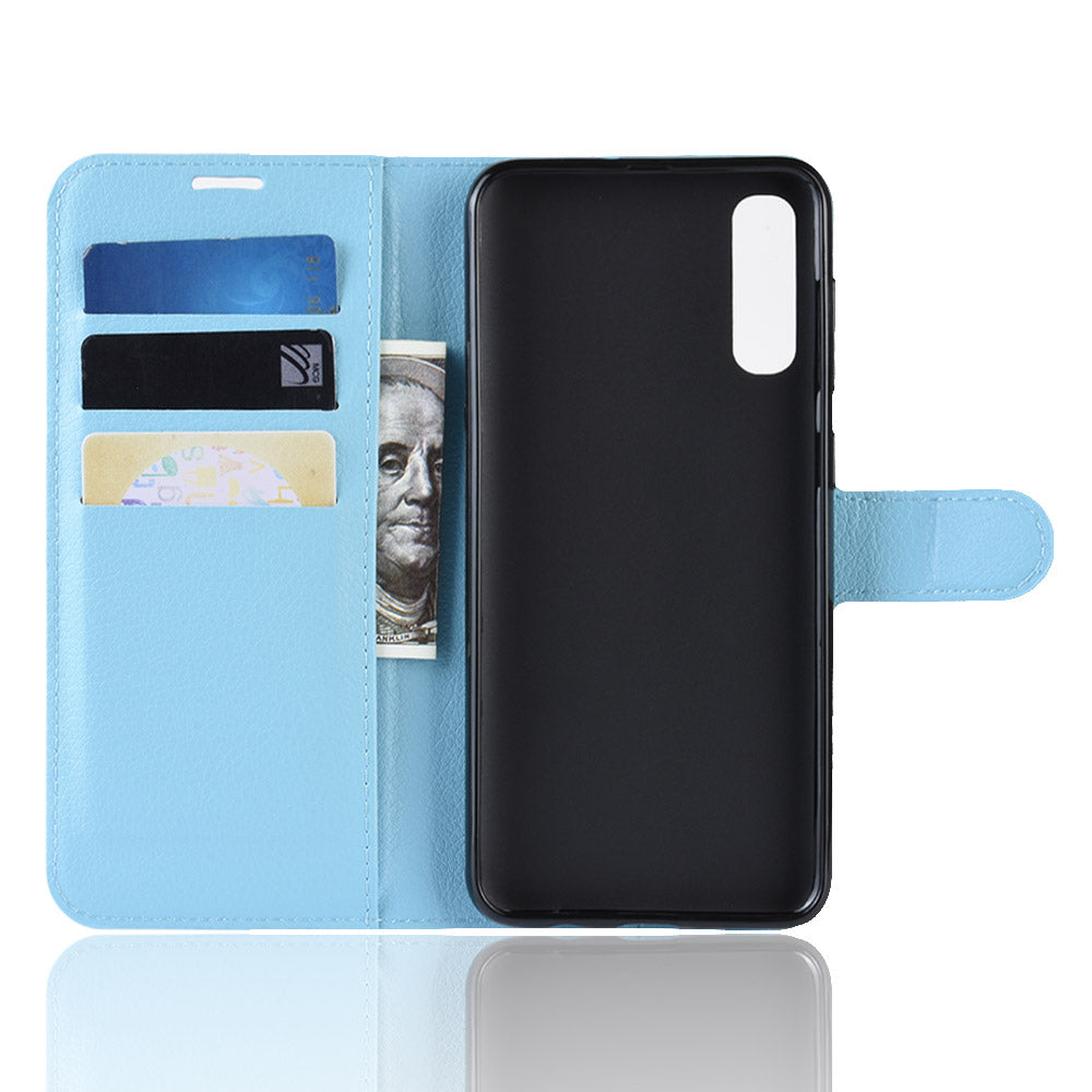 Litchi Skin Wallet Leather Stand Case for Samsung Galaxy A50 / A50s / A30s Cell Phone Case