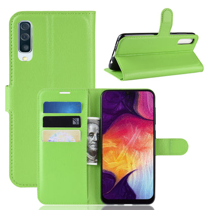 Litchi Skin Wallet Leather Stand Case for Samsung Galaxy A50 / A50s / A30s Cell Phone Case