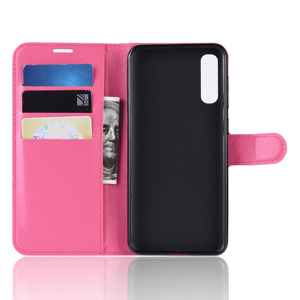 Litchi Skin Wallet Leather Stand Case for Samsung Galaxy A50 / A50s / A30s Cell Phone Case