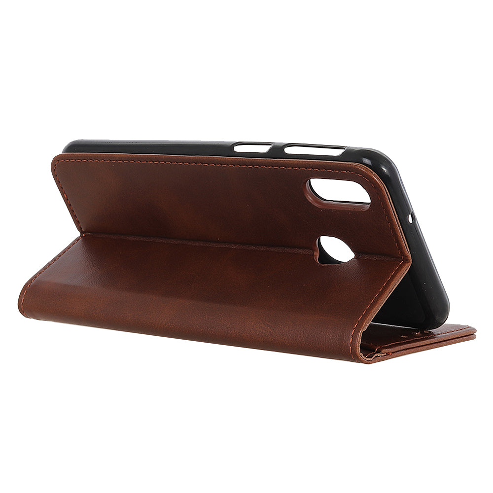Auto-absorbed Split Leather Wallet Mobile Phone Cover for Samsung Galaxy A40