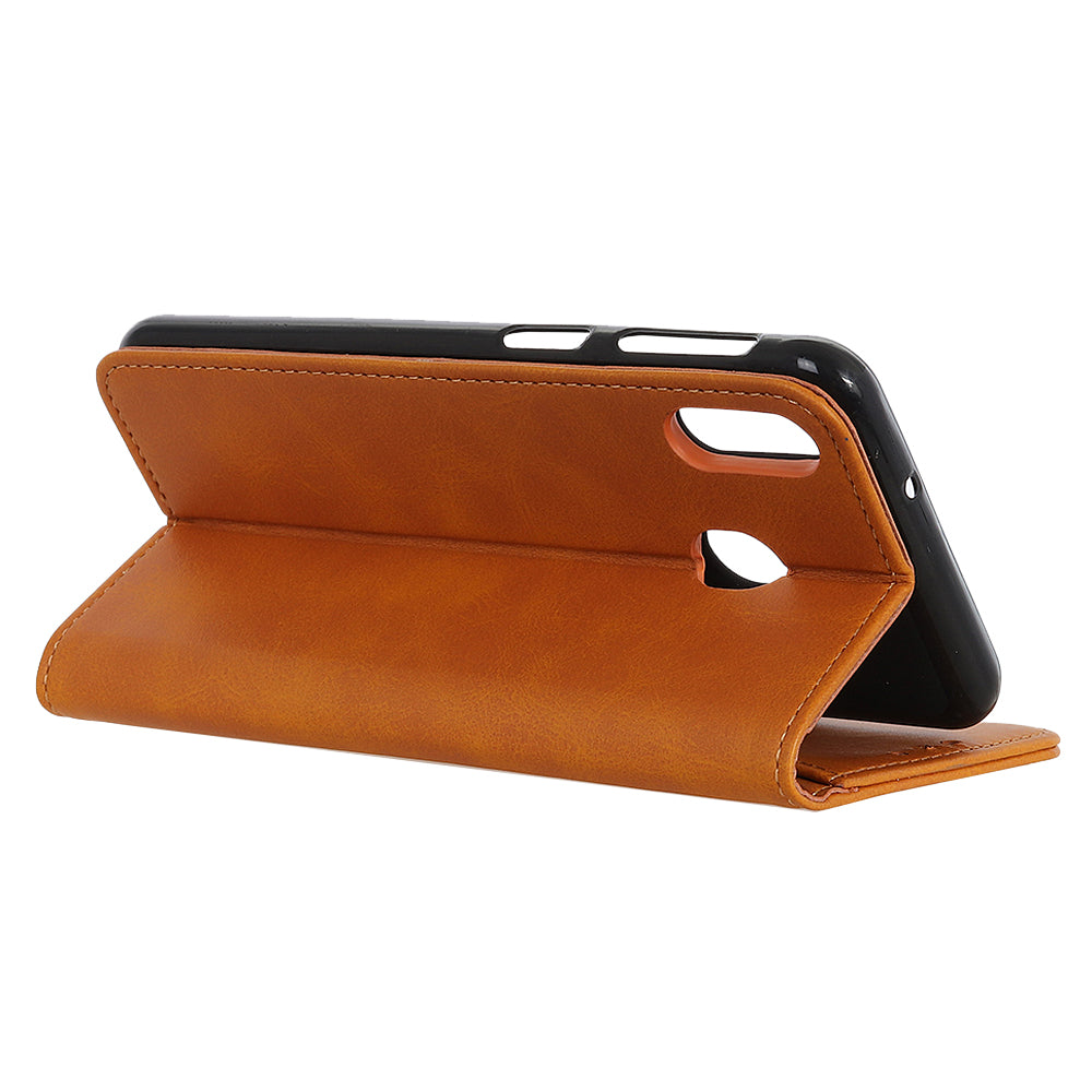 Auto-absorbed Split Leather Wallet Mobile Phone Cover for Samsung Galaxy A40