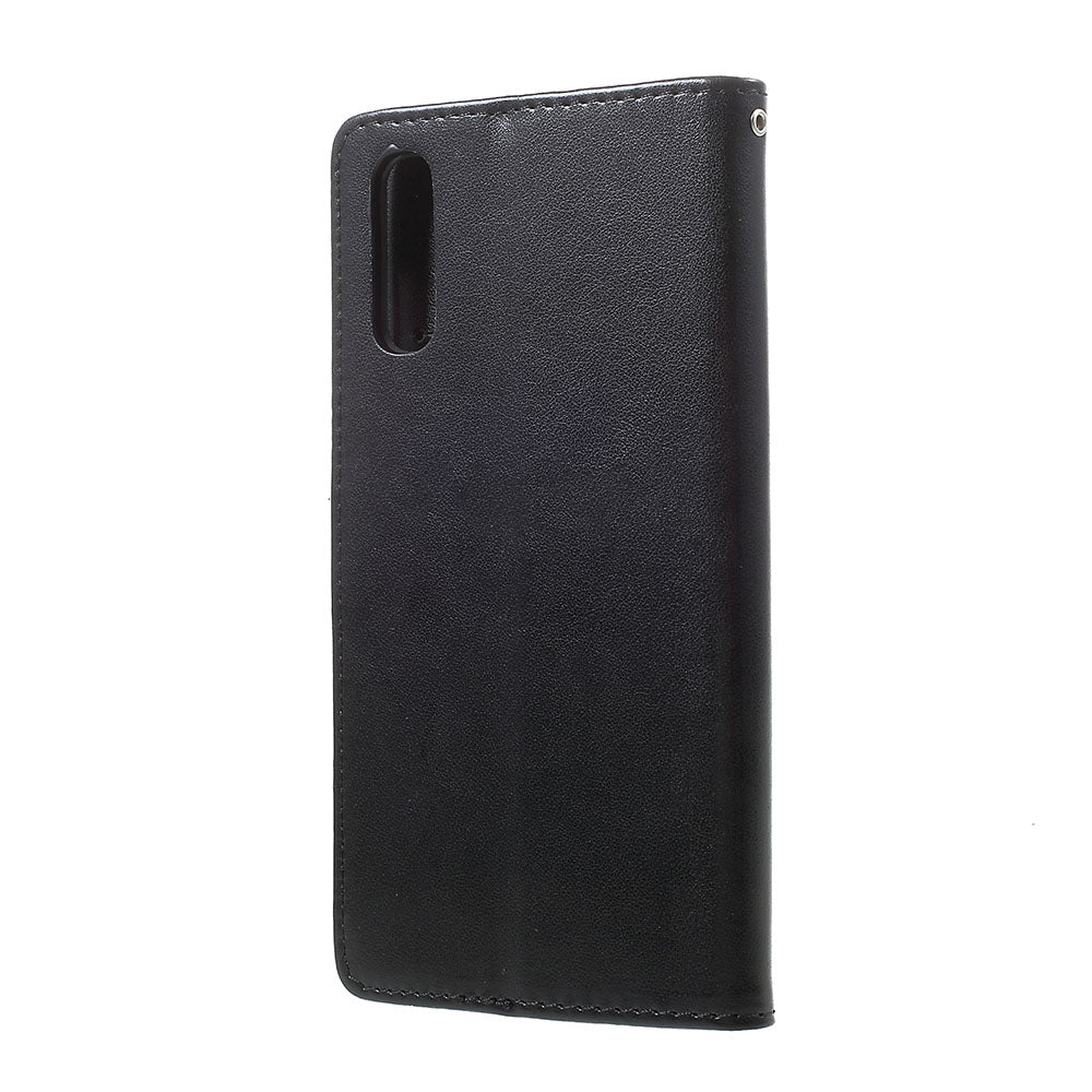 Imprint Butterfly Flowers Leather Wallet Stand Case for Samsung Galaxy A70