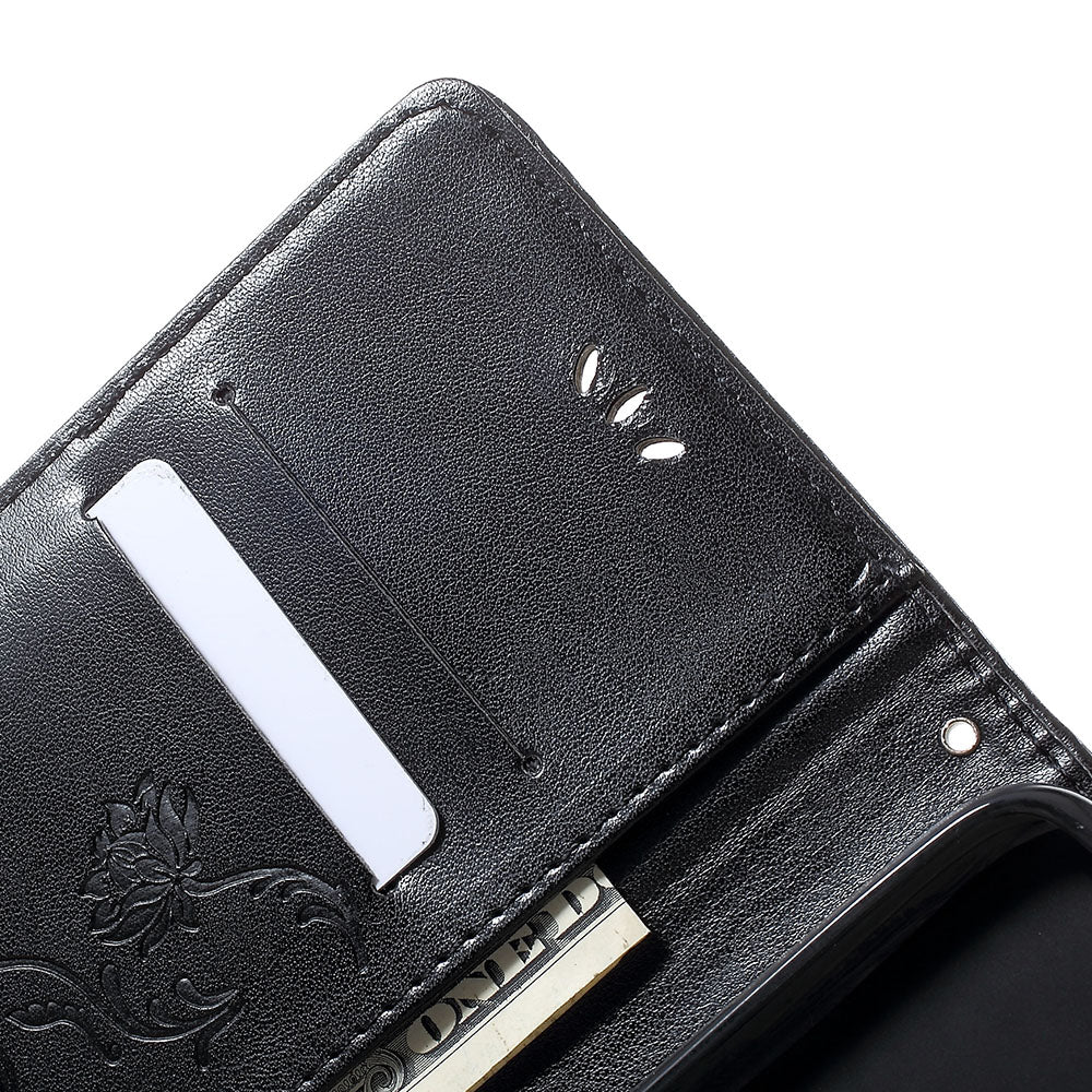 Imprint Butterfly Flowers Leather Wallet Stand Case for Samsung Galaxy A70