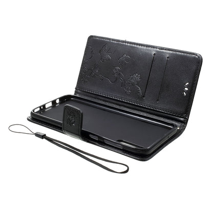 Imprint Butterfly Flowers Leather Wallet Stand Case for Samsung Galaxy A70