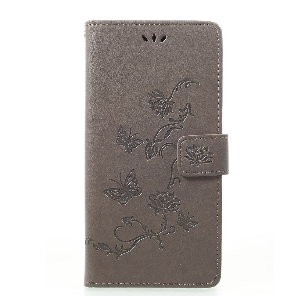 Imprint Butterfly Flowers Leather Wallet Stand Case for Samsung Galaxy A70