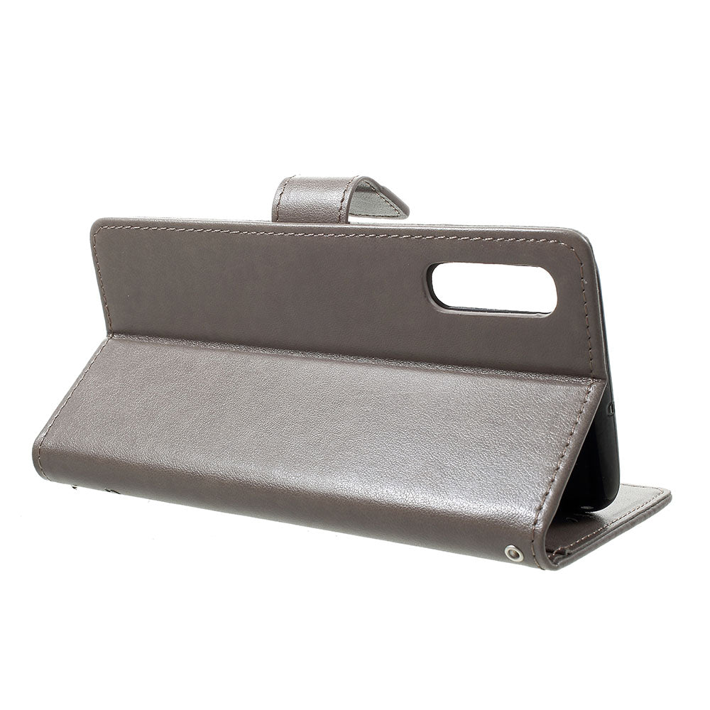 Imprint Butterfly Flowers Leather Wallet Stand Case for Samsung Galaxy A70