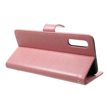 Imprint Butterfly Flowers Leather Wallet Stand Case for Samsung Galaxy A70