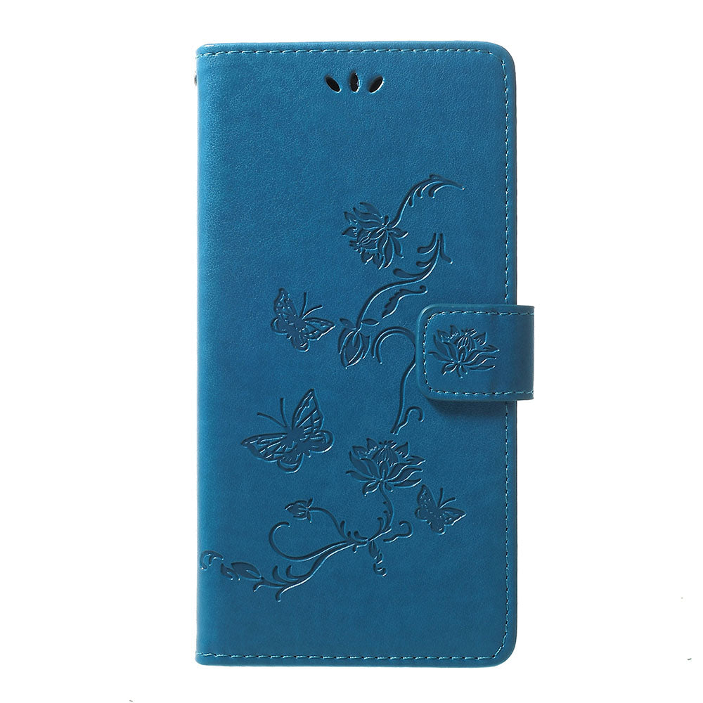 Imprint Butterfly Flowers Leather Wallet Stand Case for Samsung Galaxy A70