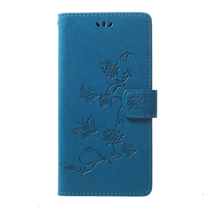 Imprint Butterfly Flowers Leather Wallet Stand Case for Samsung Galaxy A70
