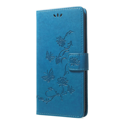 Imprint Butterfly Flowers Leather Wallet Stand Case for Samsung Galaxy A70