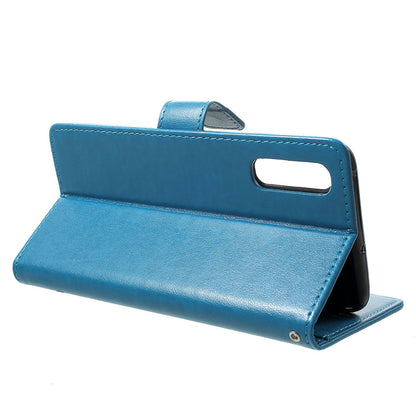 Imprint Butterfly Flowers Leather Wallet Stand Case for Samsung Galaxy A70