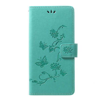 Imprint Butterfly Flowers Leather Wallet Stand Case for Samsung Galaxy A70