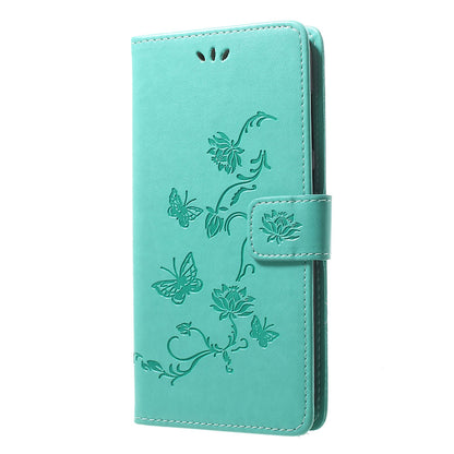 Imprint Butterfly Flowers Leather Wallet Stand Case for Samsung Galaxy A70