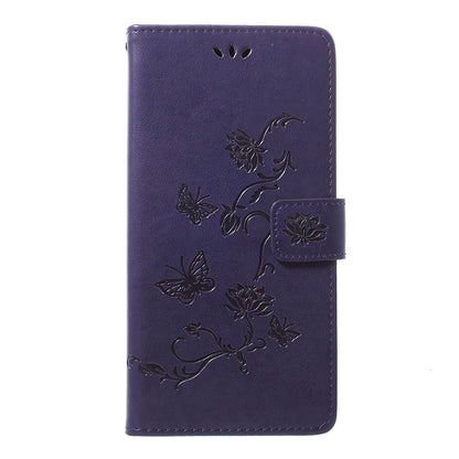 Imprint Butterfly Flowers Leather Wallet Stand Case for Samsung Galaxy A70
