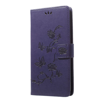 Imprint Butterfly Flowers Leather Wallet Stand Case for Samsung Galaxy A70