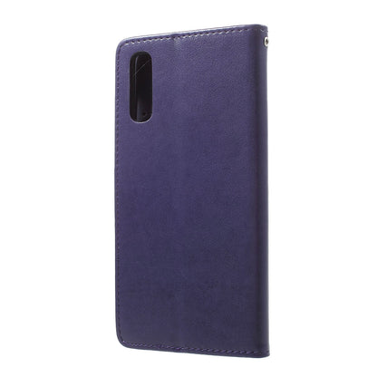 Imprint Butterfly Flowers Leather Wallet Stand Case for Samsung Galaxy A70