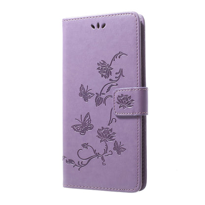 Imprint Butterfly Flowers Leather Wallet Stand Case for Samsung Galaxy A70