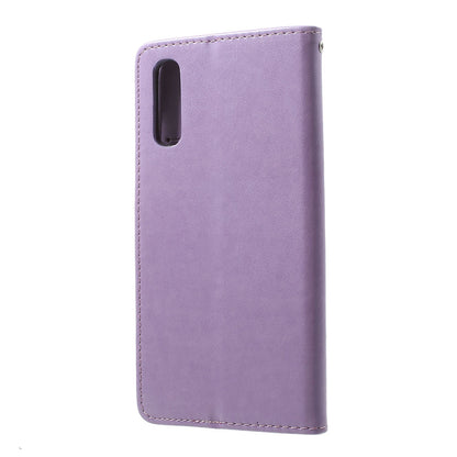 Imprint Butterfly Flowers Leather Wallet Stand Case for Samsung Galaxy A70