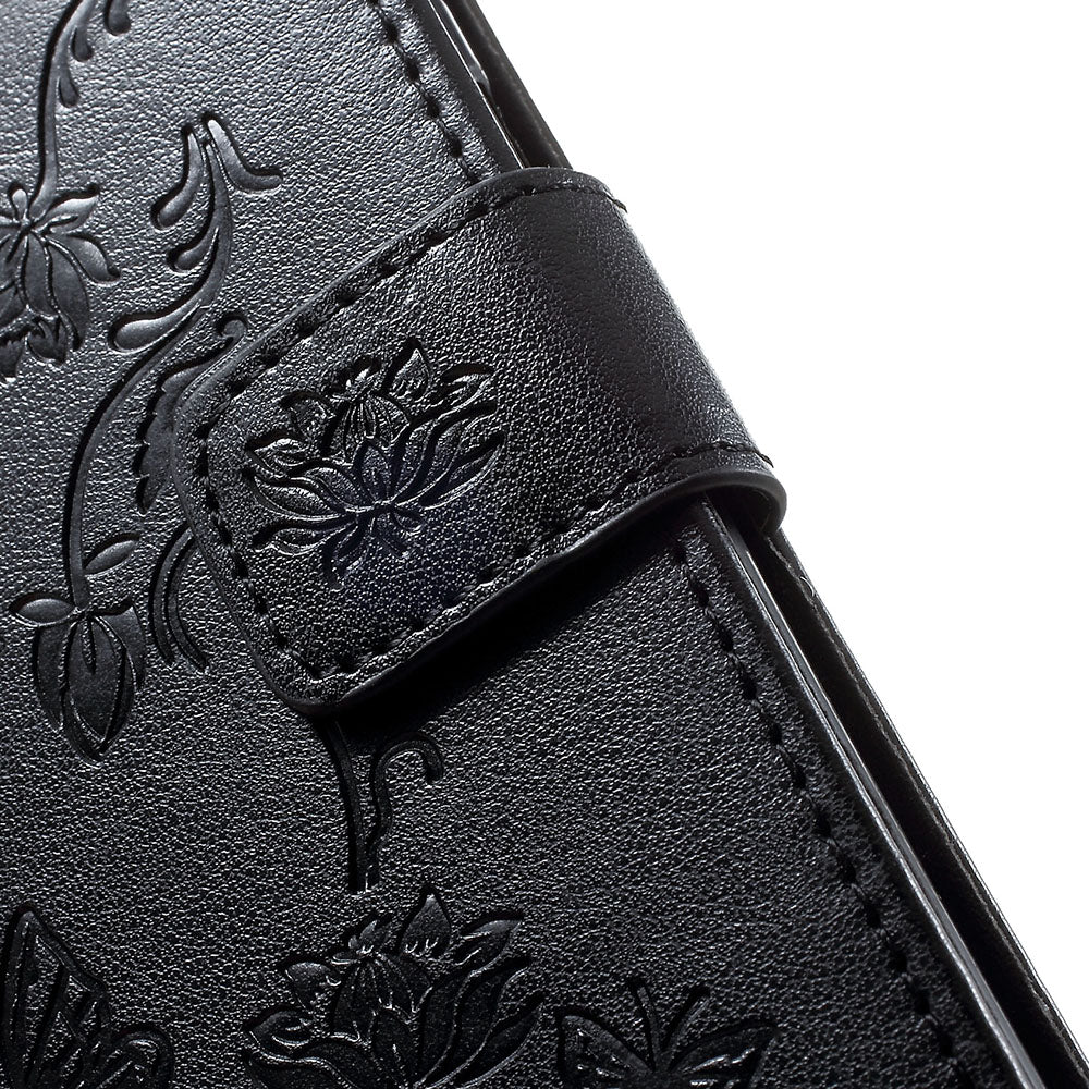 Imprint Butterfly Flower Stand Wallet Leather Shell Case for Samsung Galaxy A40