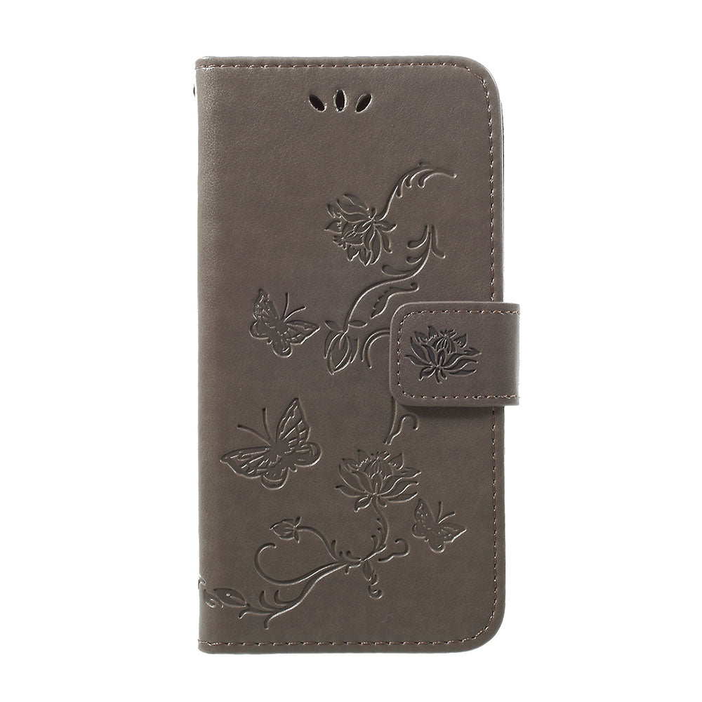 Imprint Butterfly Flower Stand Wallet Leather Shell Case for Samsung Galaxy A40
