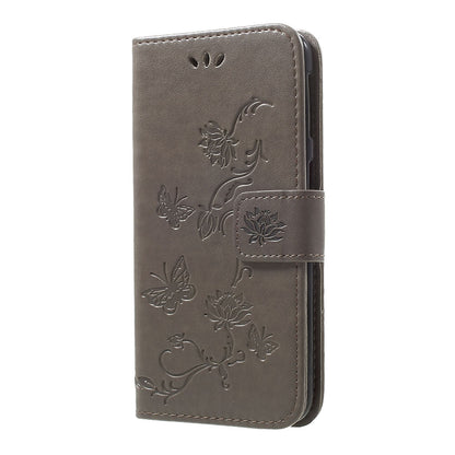 Imprint Butterfly Flower Stand Wallet Leather Shell Case for Samsung Galaxy A40
