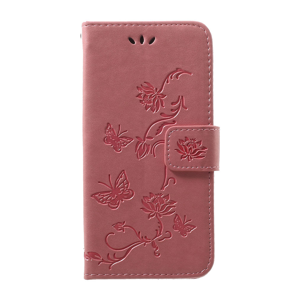 Imprint Butterfly Flower Stand Wallet Leather Shell Case for Samsung Galaxy A40