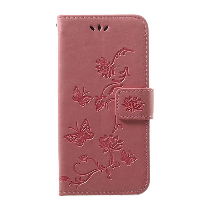 Imprint Butterfly Flower Stand Wallet Leather Shell Case for Samsung Galaxy A40