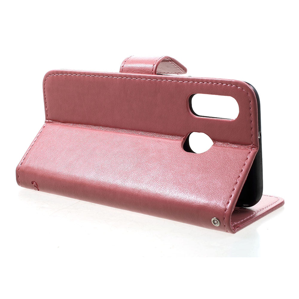 Imprint Butterfly Flower Stand Wallet Leather Shell Case for Samsung Galaxy A40