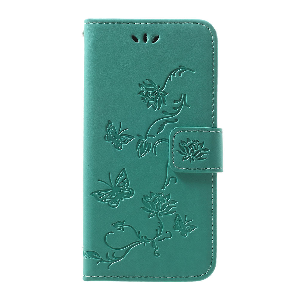 Imprint Butterfly Flower Stand Wallet Leather Shell Case for Samsung Galaxy A40