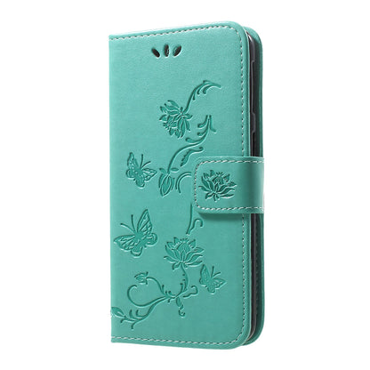 Imprint Butterfly Flower Stand Wallet Leather Shell Case for Samsung Galaxy A40